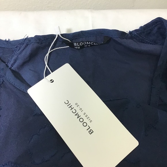 BLOOMCHIC SZ 12 L navy flutter slv round neck top blouse. Tag removed but new. - Picture 6 of 7